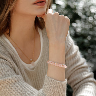 Petite-Liebe & Harmonie – Rosenquarz-Süßwasserperlen-Armband