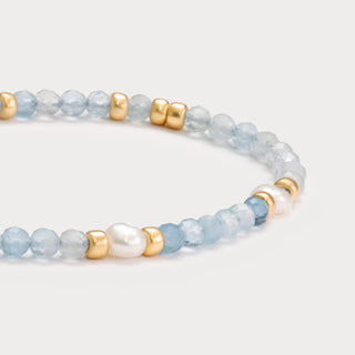 Petite-Ruhe & Klarheit – Aquamarin-Süßwasserperlen-Armband