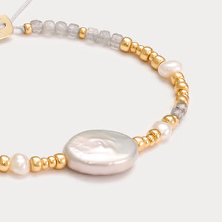 Petite-Eleganz & Schutz – Labradorit-Süßwasserperlen-Armband