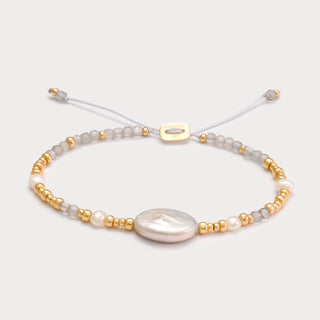 Petite-Eleganz & Schutz – Labradorit-Süßwasserperlen-Armband
