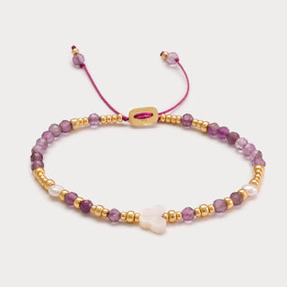 Petite-Transformation & Eleganz – Amethyst-Süßwasserperlen-Armband mit Perlmutt-Schmetterling