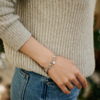 Petite-Hoffnung & Schutz – Aquamarin-Labradorit-Armband mit Perlmutt-Stern