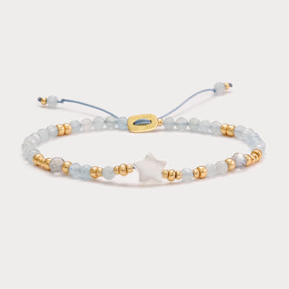 Petite-Hoffnung & Schutz – Aquamarin-Labradorit-Armband mit Perlmutt-Stern
