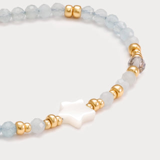 Petite-Hoffnung & Schutz – Aquamarin-Labradorit-Armband mit Perlmutt-Stern