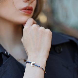 Petite-Weisheit & Intuition – Lapislazuli-Labradorit-Armband mit Perlmutt-Mond