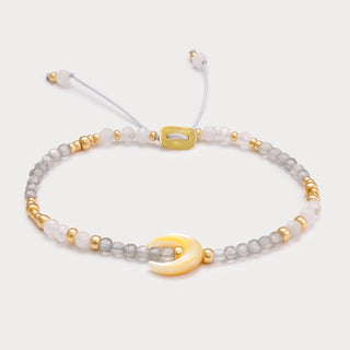 Petite-Magie & Balance – Labradorit-Mondstein-Armband mit goldenem Perlmutt-Mond