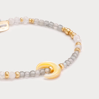 Petite-Magie & Balance – Labradorit-Mondstein-Armband mit goldenem Perlmutt-Mond