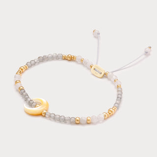 Petite-Magie & Balance – Labradorit-Mondstein-Armband mit goldenem Perlmutt-Mond