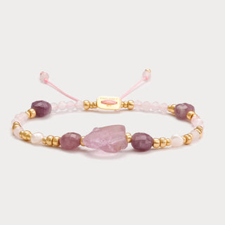Petite-Harmonie & Herzöffnung – Armband mit Roh-Amethyst, Rosenquarz und Süßwasserperlen