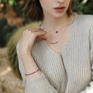 Whisper-Kraftvolle Eleganz – Das Mini-Amethyst-Armband